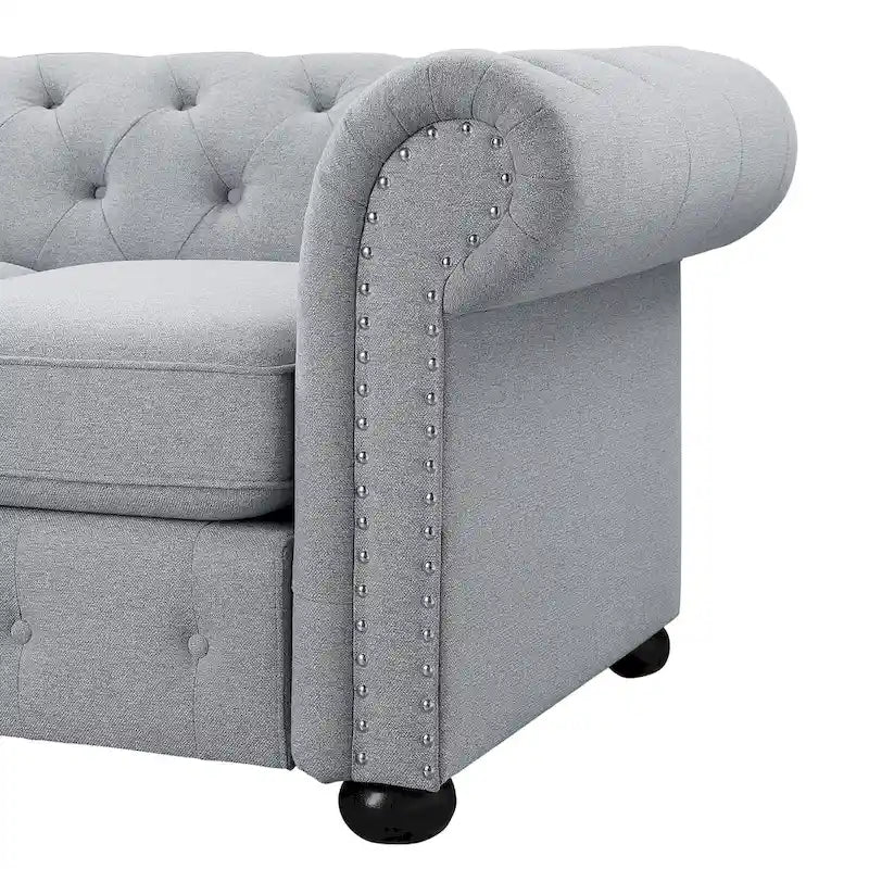 Corvus Aleksis 2-piece Tufted Rolled Arm Chesterfield Sofa and Loveseat Set