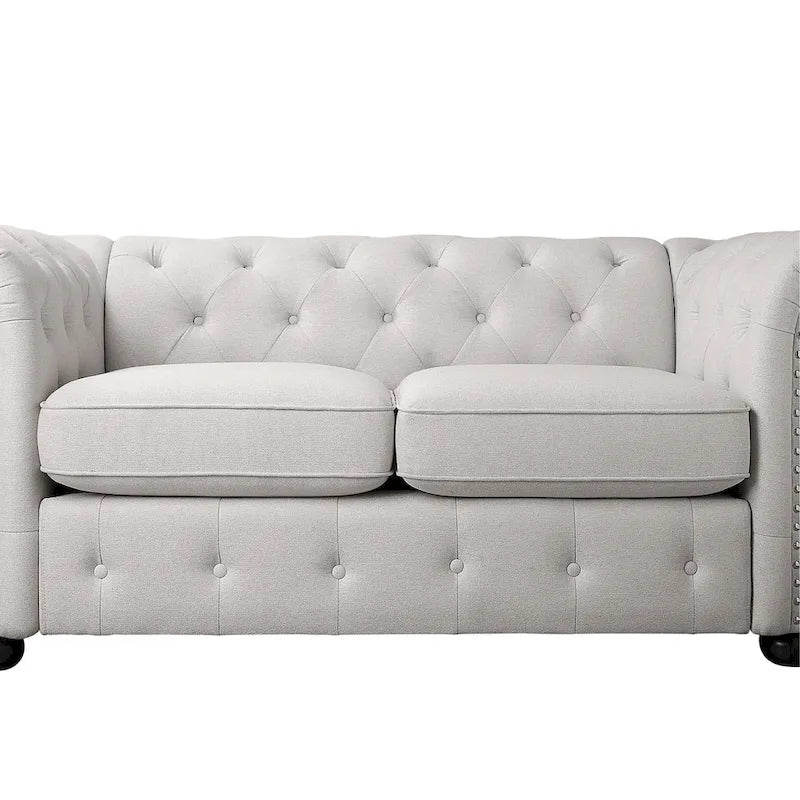 Corvus Aleksis 2-piece Tufted Rolled Arm Chesterfield Sofa and Loveseat Set