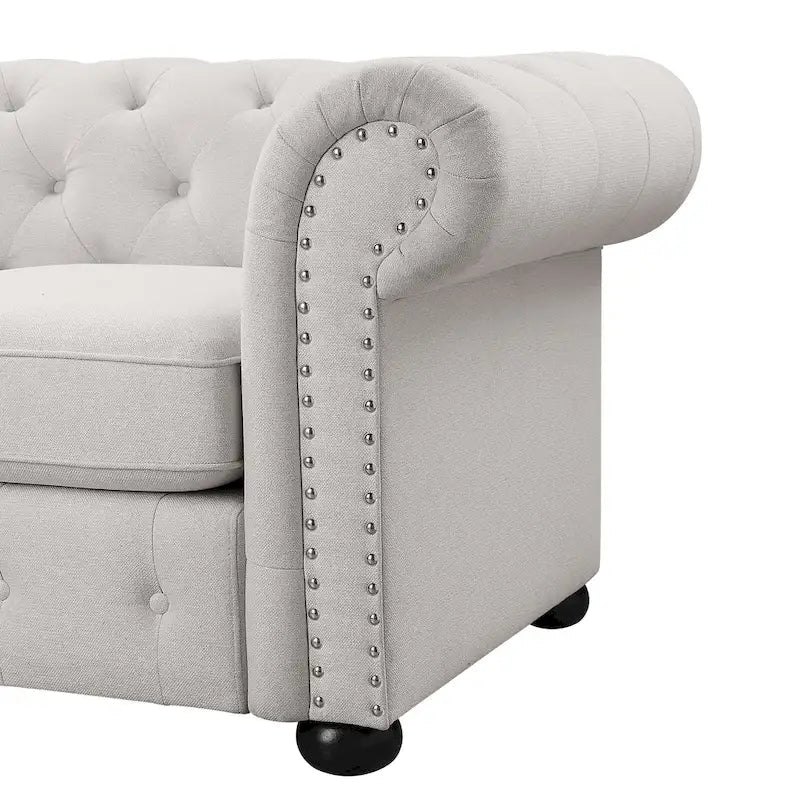 Corvus Aleksis 2-piece Tufted Rolled Arm Chesterfield Sofa and Loveseat Set