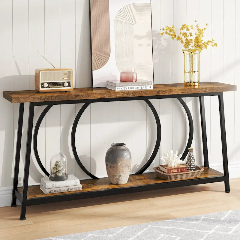 70.9 Inch Console Table with Storage Extra Long Narrow Sofa Couch Console Table