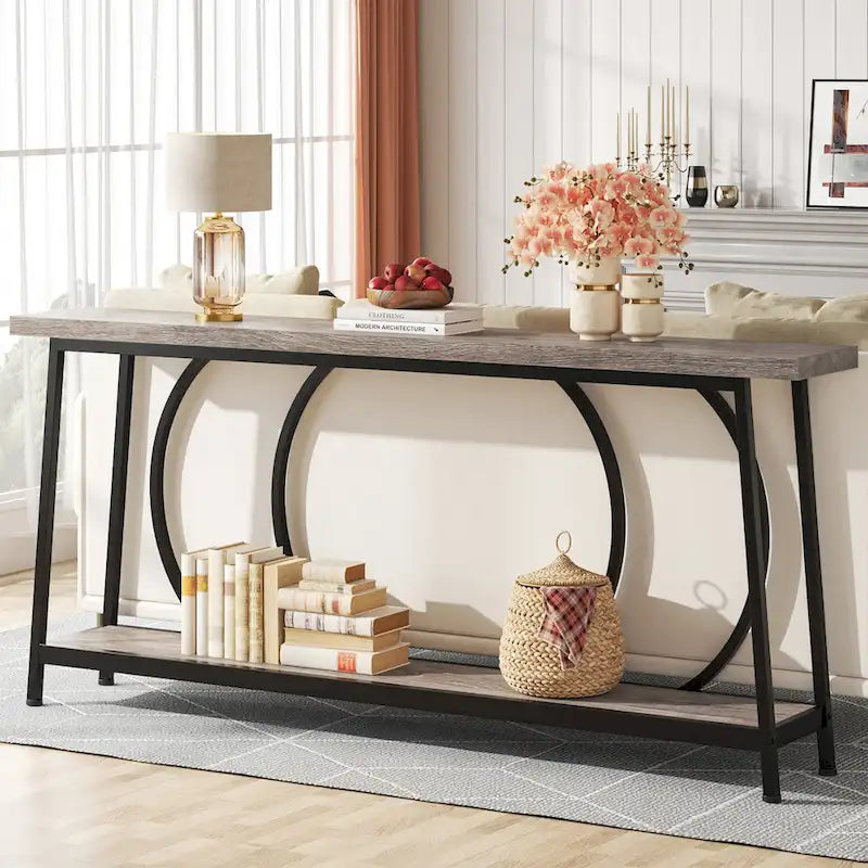 70.9 Inch Console Table with Storage Extra Long Narrow Sofa Couch Console Table