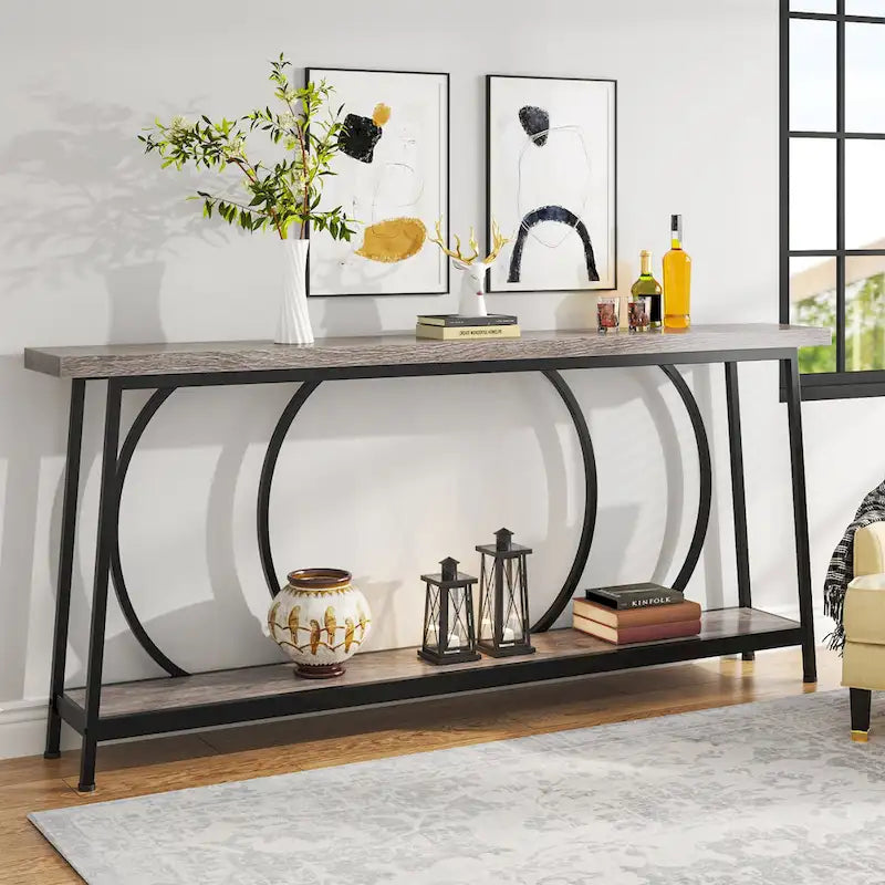 70.9 Inch Console Table with Storage Extra Long Narrow Sofa Couch Console Table