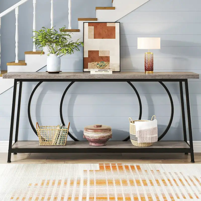 70.9 Inch Console Table with Storage Extra Long Narrow Sofa Couch Console Table