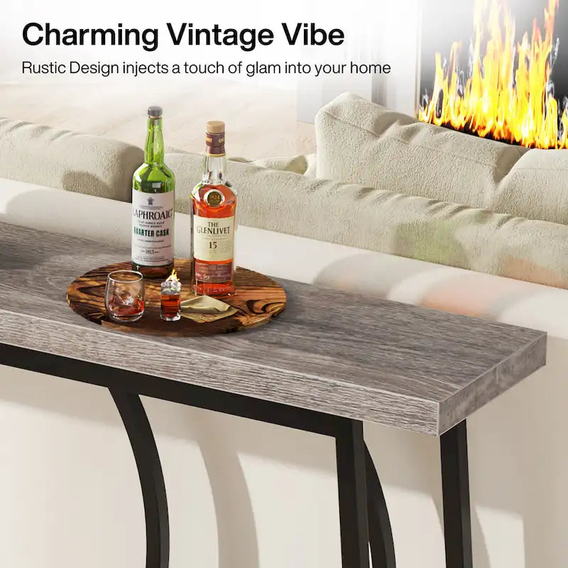 70.9 Inch Console Table with Storage Extra Long Narrow Sofa Couch Console Table