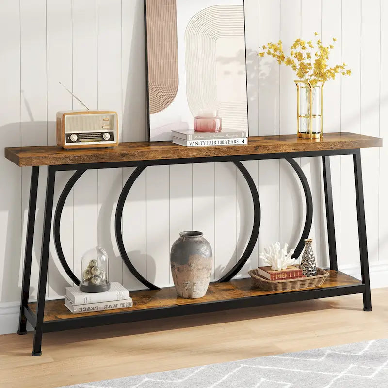 70.9 Inch Console Table with Storage Extra Long Narrow Sofa Couch Console Table