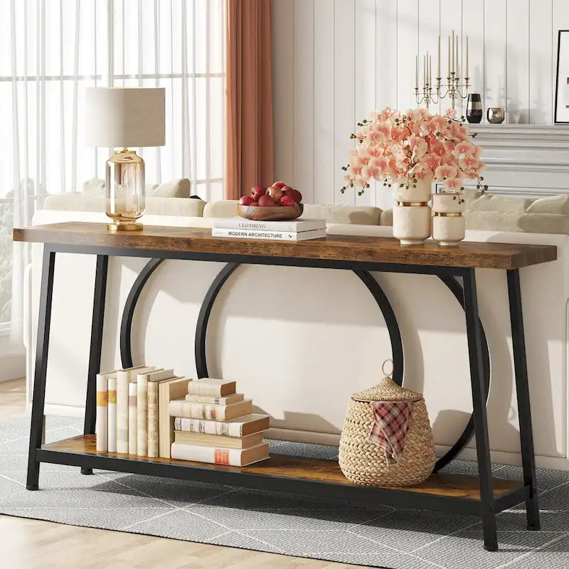 70.9 Inch Console Table with Storage Extra Long Narrow Sofa Couch Console Table