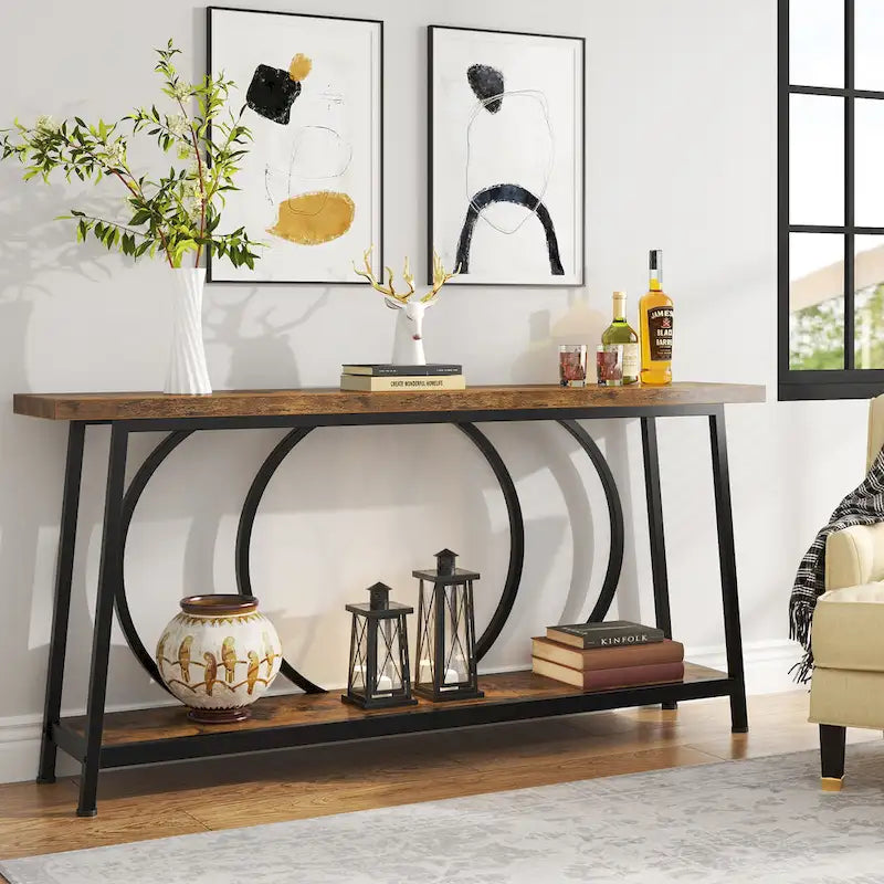 70.9 Inch Console Table with Storage Extra Long Narrow Sofa Couch Console Table