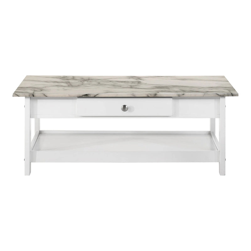 DH BASIC Transitional Rubberwood 4-Piece Open-Shelf Coffee Table Set with Drawer by Denhour