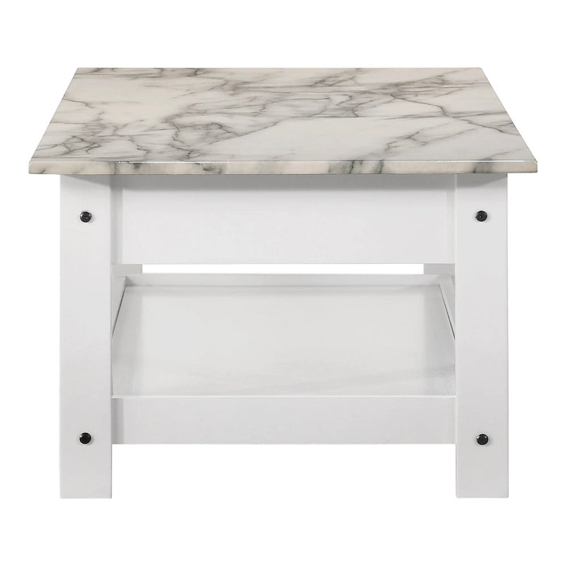 DH BASIC Transitional Rubberwood 4-Piece Open-Shelf Coffee Table Set with Drawer by Denhour