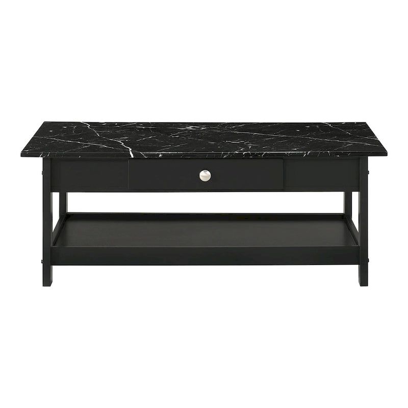 DH BASIC Transitional Rubberwood 4-Piece Open-Shelf Coffee Table Set with Drawer by Denhour