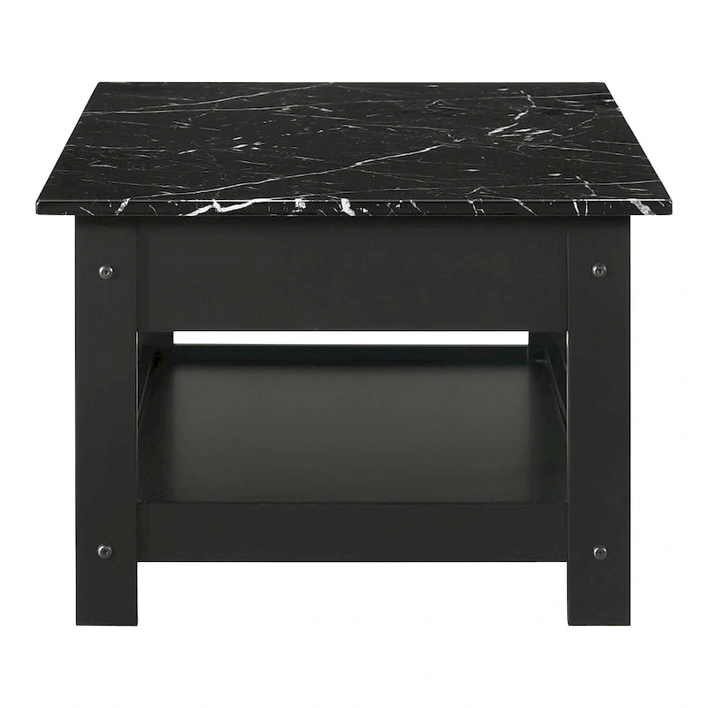 DH BASIC Transitional Rubberwood 4-Piece Open-Shelf Coffee Table Set with Drawer by Denhour