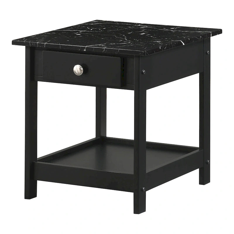 DH BASIC Transitional Rubberwood 4-Piece Open-Shelf Coffee Table Set with Drawer by Denhour