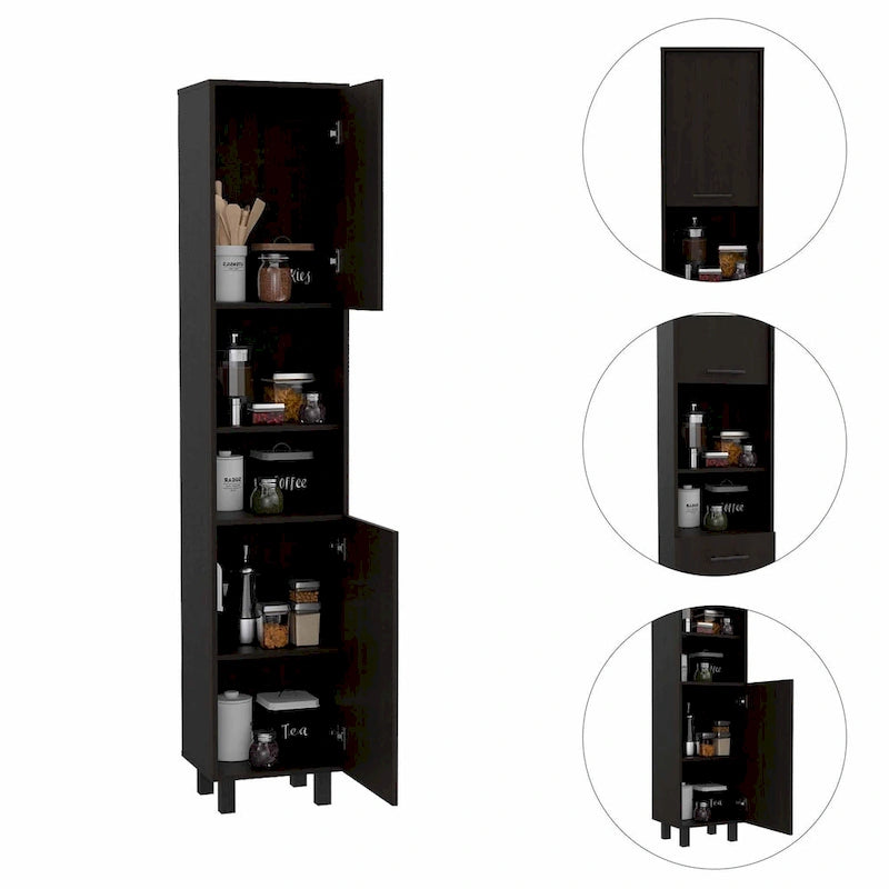 Black Sleek and Tall Pantry Cabinet