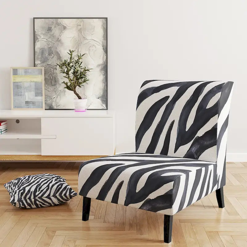 Designart Zebra Striped  Upholstered Cabin & Lodge Accent Chair and Arm Chair