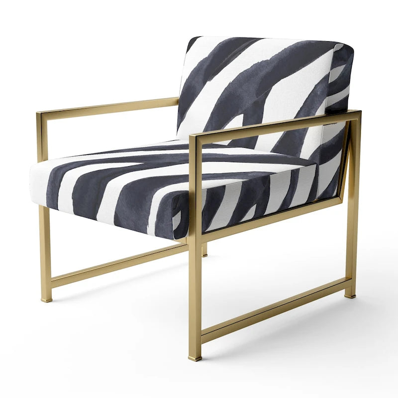 Designart Zebra Striped  Upholstered Cabin & Lodge Accent Chair and Arm Chair