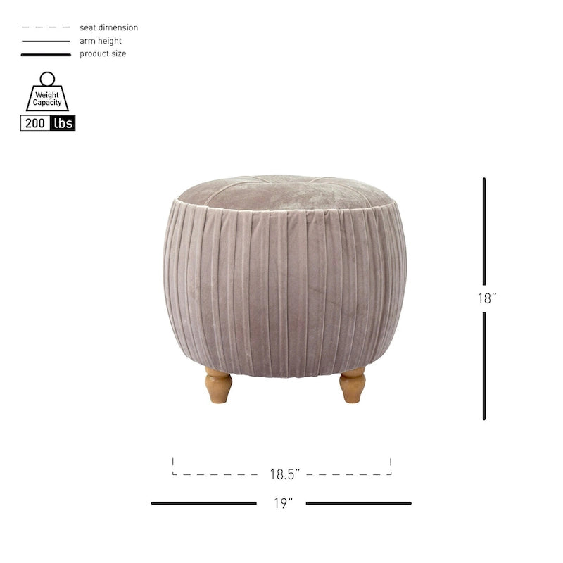 Helena Velvet Small Round Ottoman