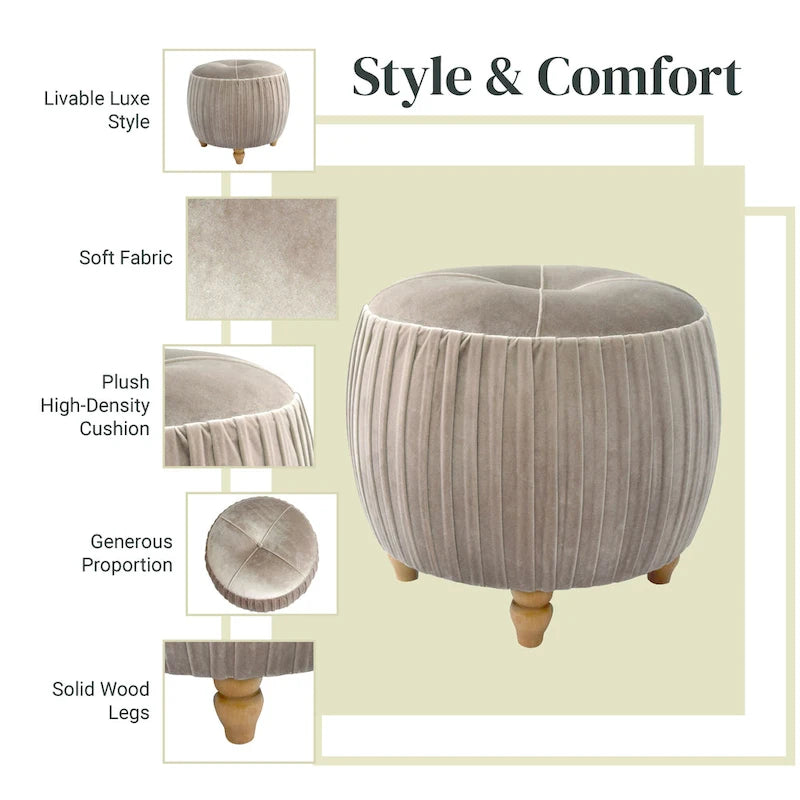 Helena Velvet Small Round Ottoman