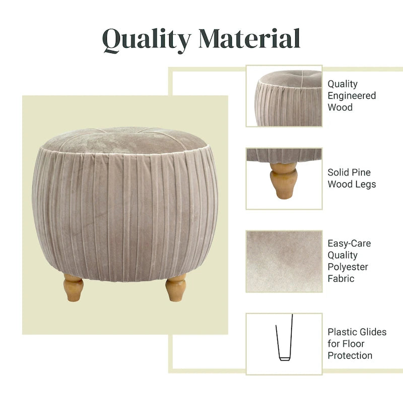Helena Velvet Small Round Ottoman