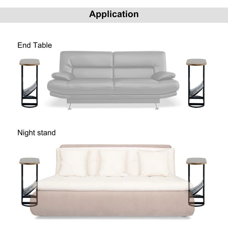 Oval Narrow Side Table Set of 2 End Tables with Organizer Storage