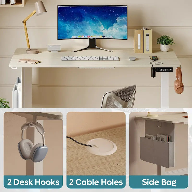 Standing Desk Electric Ergonomic Office Desk Computer Desk Height Adjustable Table with USB Port