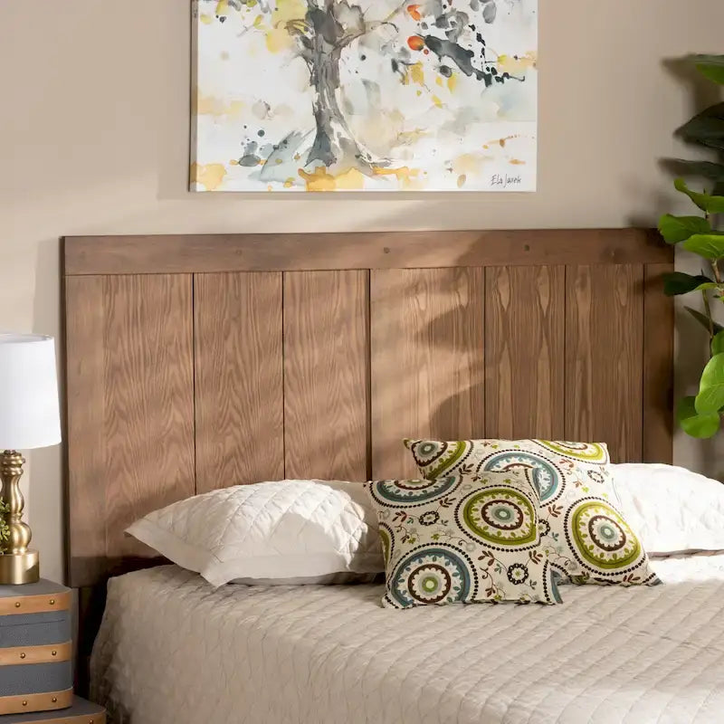 Patwin Transitional Ash Walnut Finished Wood Headboard