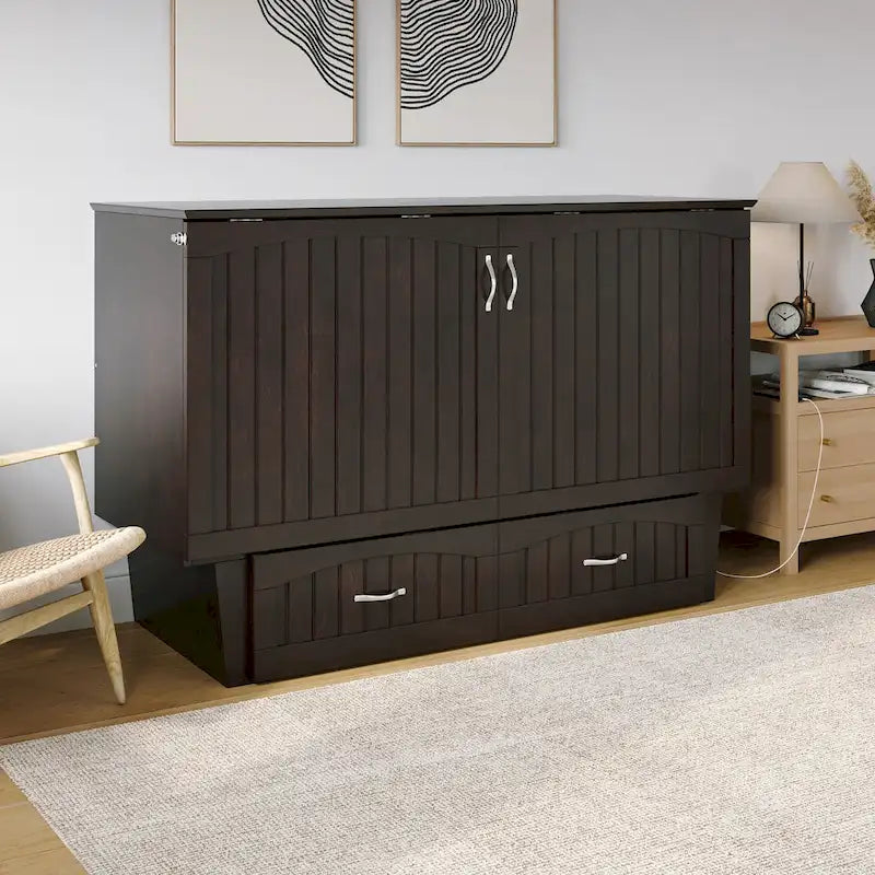 Sydney Queen Solid Wood Murphy Bed Chest with Mattress