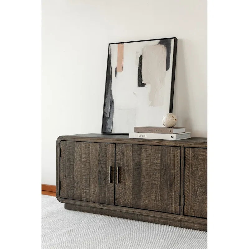 Aurelle Home Modima Rustic Rounded Edge Entertainment Center