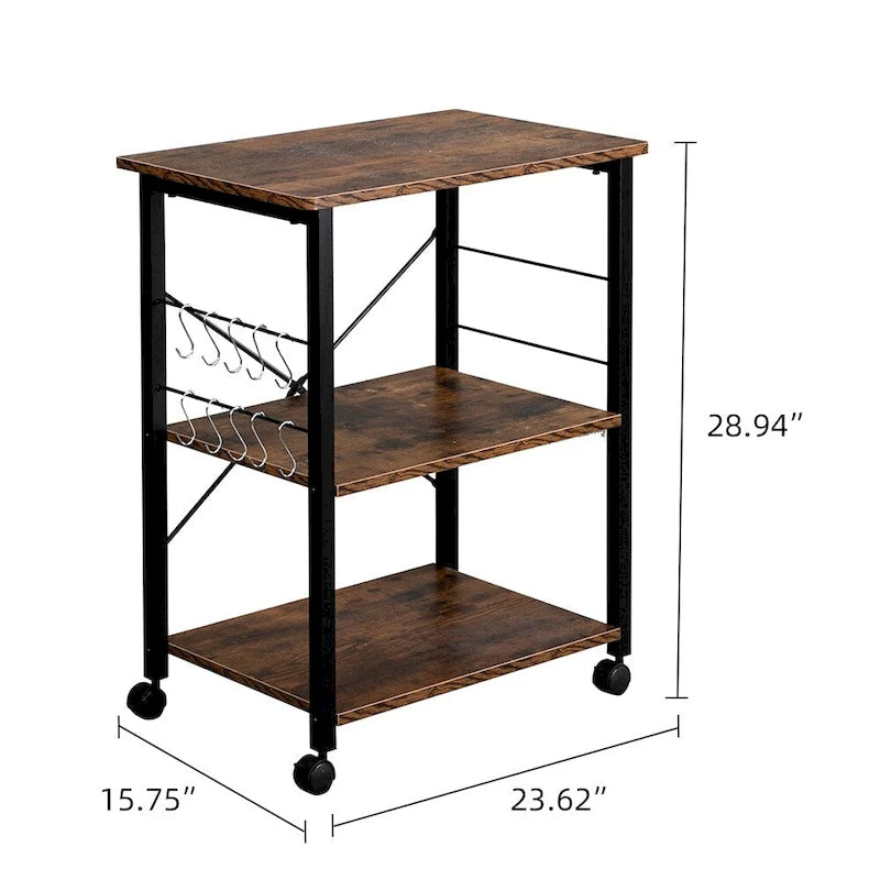 Baker's Rack 3-Tier Microwave Oven Stand Storage Cart Kitchen Rack