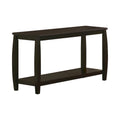 Contemporary Style Solid Wood Sofa Table With Slightly Rounded Shape, Dark Brown
