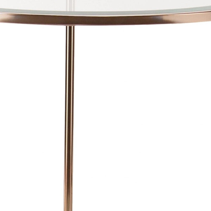 HomeRoots 26 Gold Glass And Iron Round End Table With Shelf - 24.25x24.25x26.25