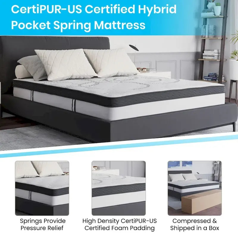 Tufted Platform Bed with 10in. Pocket Spring Mattress