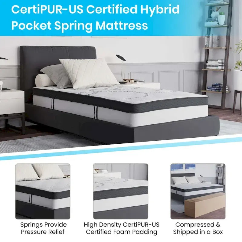 Tufted Platform Bed with 10in. Pocket Spring Mattress