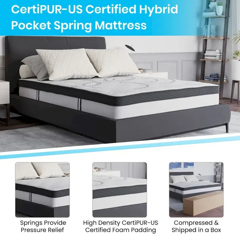 Tufted Platform Bed with 10in. Pocket Spring Mattress