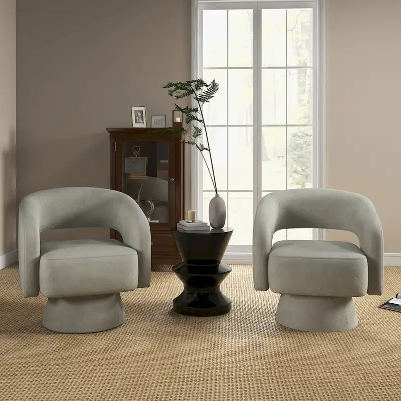 360 Degree Swivel Barrel Upholstered Modern Armchair