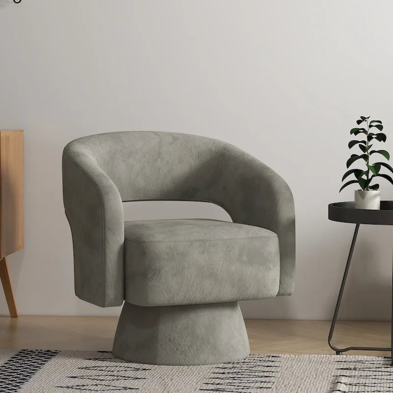 360 Degree Swivel Barrel Upholstered Modern Armchair
