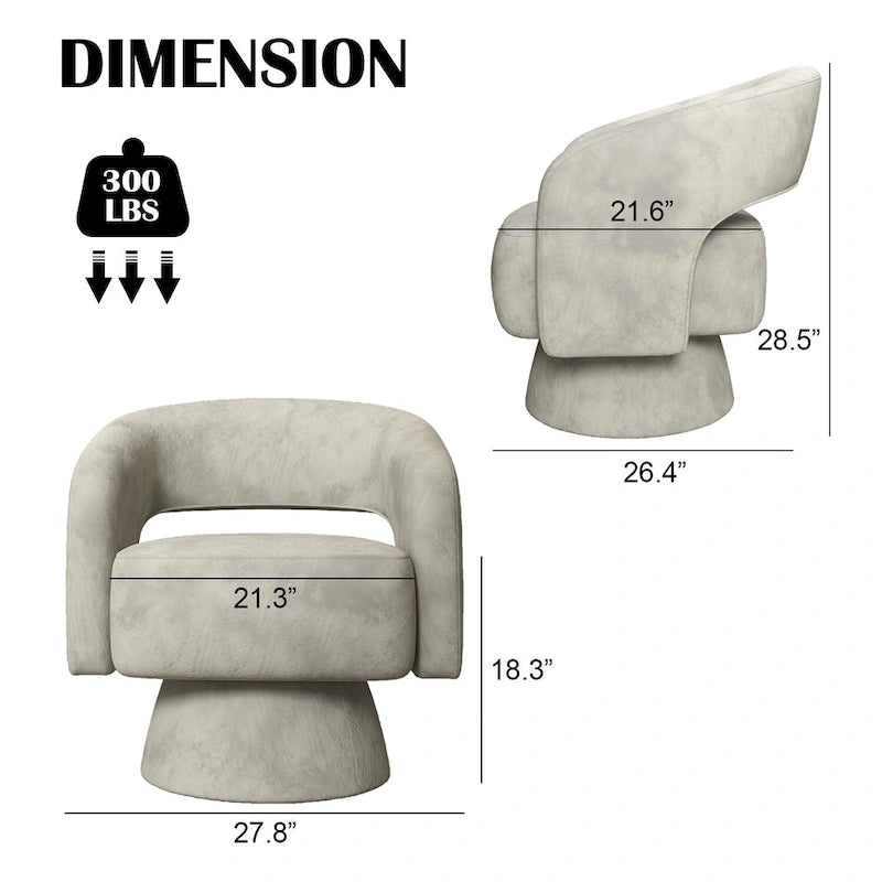360 Degree Swivel Barrel Upholstered Modern Armchair