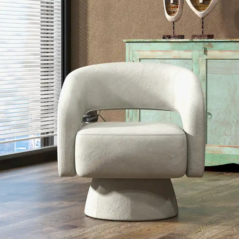360 Degree Swivel Barrel Upholstered Modern Armchair