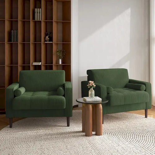 2 Set Modern Wide Armchair Corduroy Accent Chairs