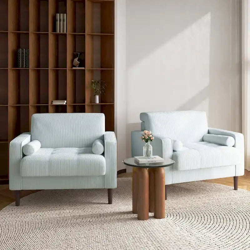 2 Set Modern Wide Armchair Corduroy Accent Chairs