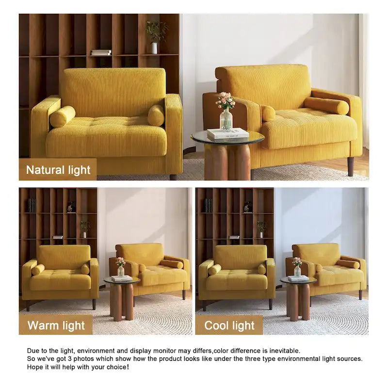 2 Set Modern Wide Armchair Corduroy Accent Chairs