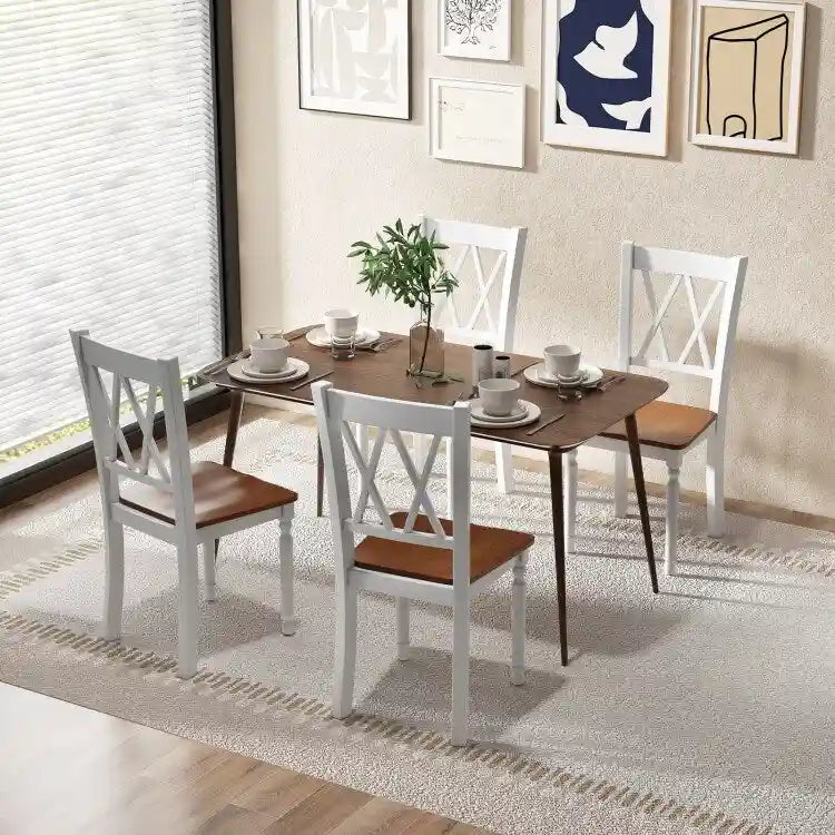 Wooden Farmhouse Kitchen Chairs with Rubber Wood Seat - 18 x 19 x 38