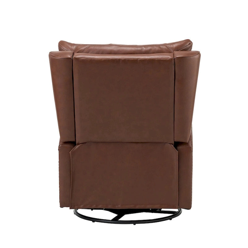 Jordano Mid-century Genuine Leather Recliner with Metal Base by HULALA HOME
