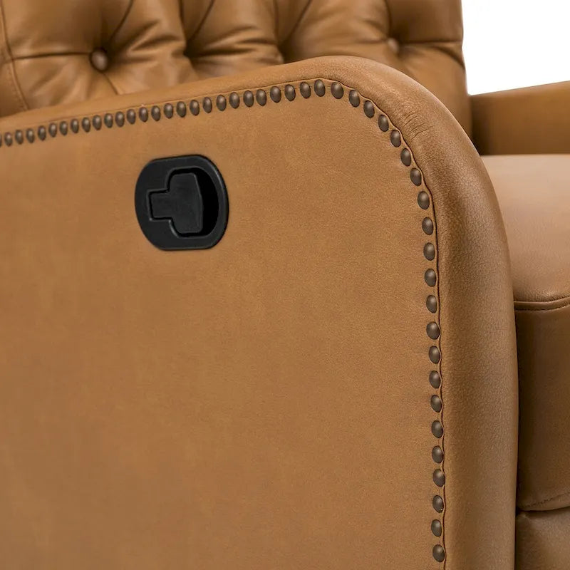 Jordano Mid-century Genuine Leather Recliner with Metal Base by HULALA HOME