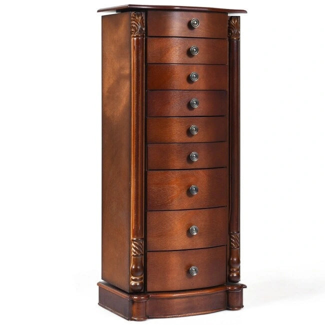 Large Wooden Jewelry Storage Box Organizer - 17 x 12 x 39.5 (L x W x H)