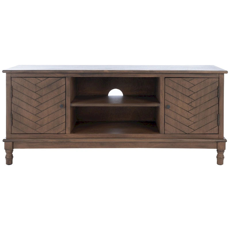 2-Door TV Media Stand with Herringbone Pattern - 47W x 16D x 20H