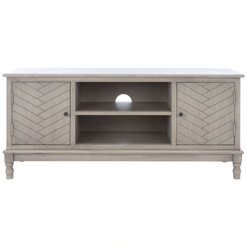 2-Door TV Media Stand with Herringbone Pattern - 47W x 16D x 20H