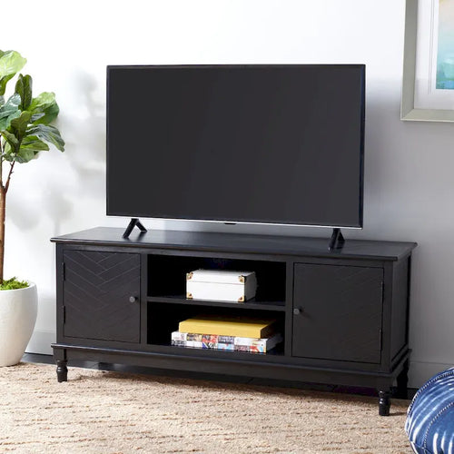 2-Door TV Media Stand with Herringbone Pattern - 47W x 16D x 20H