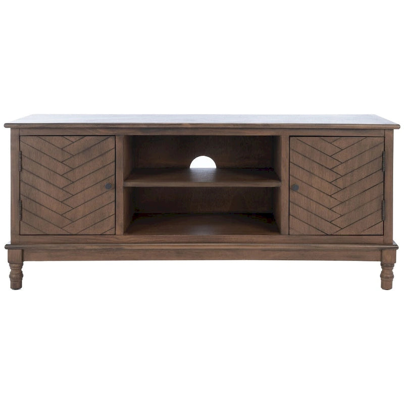 2-Door TV Media Stand with Herringbone Pattern - 47W x 16D x 20H