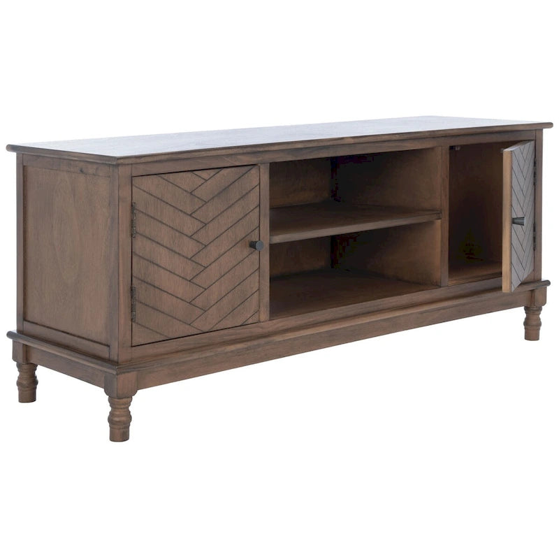 2-Door TV Media Stand with Herringbone Pattern - 47W x 16D x 20H