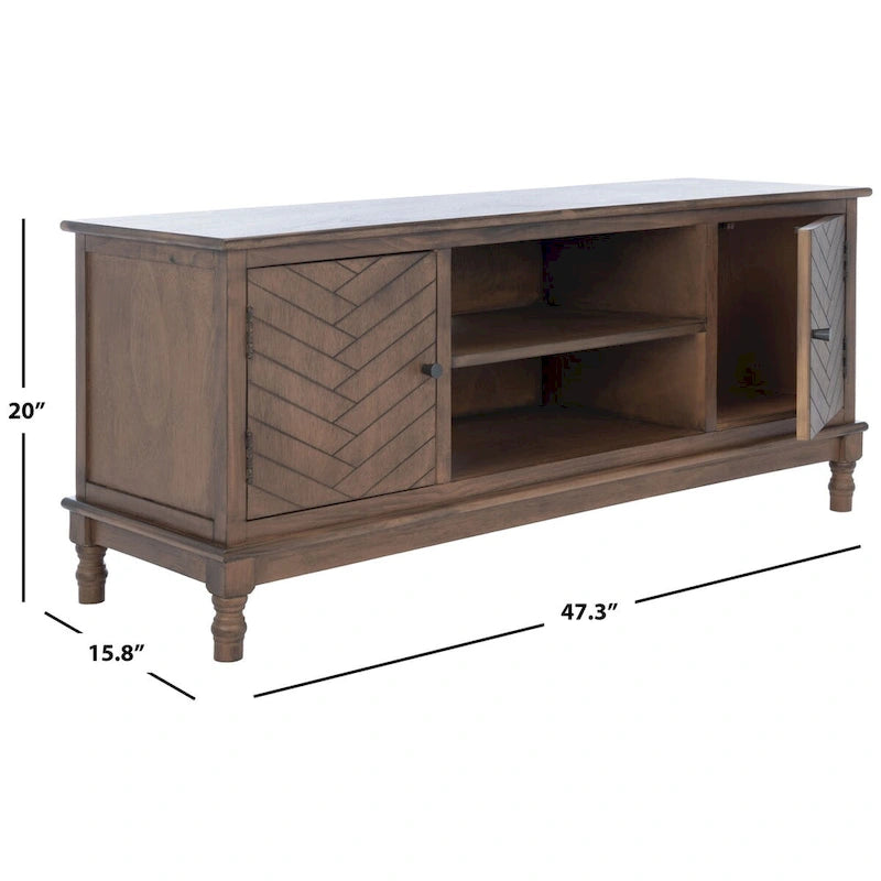 2-Door TV Media Stand with Herringbone Pattern - 47W x 16D x 20H